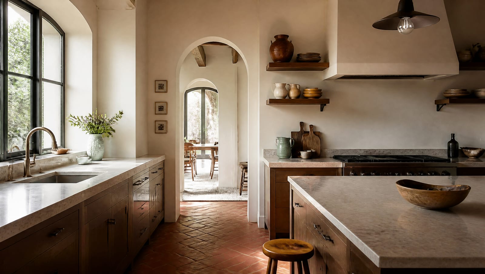 Cuisine baignée de lumière du matin