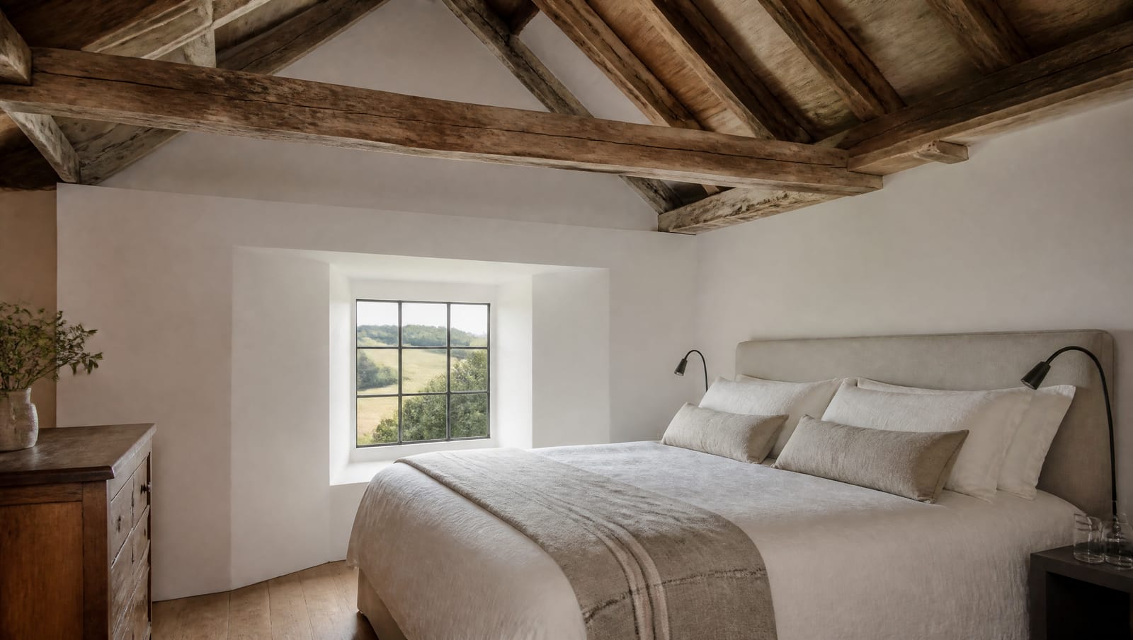 Chambre sous charpente apparente